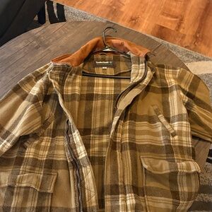 Timberland PRO Men's Brown Plaid Field Jacket with Tan Collar
